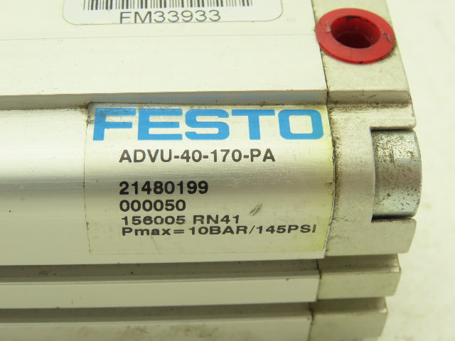 Festo ADVU-40-170-PA Pneumatic Air Cylinder 40mm Bore 170mm Stroke 145psi