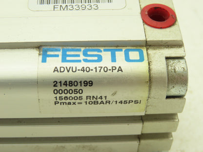 Festo ADVU-40-170-PA Pneumatic Air Cylinder 40mm Bore 170mm Stroke 145psi