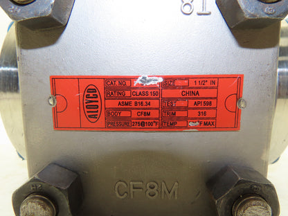 Aloyco 377 Swing Check Valve 1-1/2" 150 Flanged 275psi Stainless