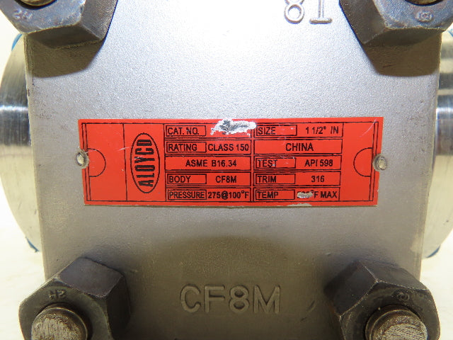 Aloyco 377 Swing Check Valve 1-1/2" 150 Flanged 275psi Stainless