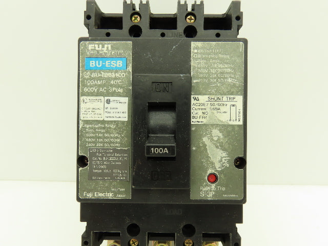 Fuji Electric BU-ESB3100 Circuit Breaker 100A 600V 3 Pole Shunt Trip