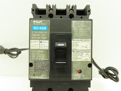Fuji Electric BU-ESB3100 Circuit Breaker 100A 600V 3 Pole BU-WFH Aux Switch