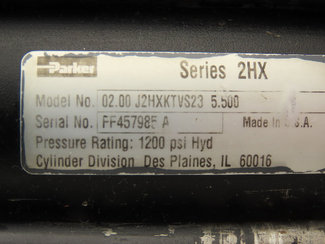 Parker 2HX Series Hydraulic Cylinder 2" Bore 5.5" Stroke 1200 PSI Flange Mt