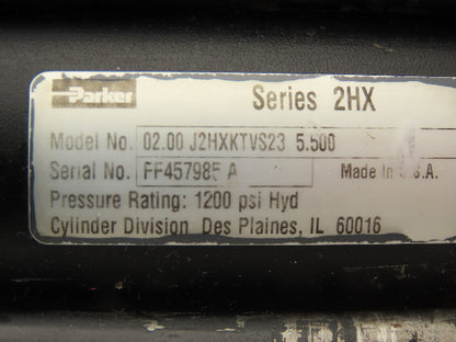 Parker 2HX Series Hydraulic Cylinder 2" Bore 5.5" Stroke 1200 PSI Flange Mt
