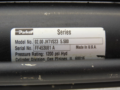 Parker 02.00 JKTVS23 5.500 Hydraulic Cylinder 2" Bore 5.5" Stroke 1200 PSI