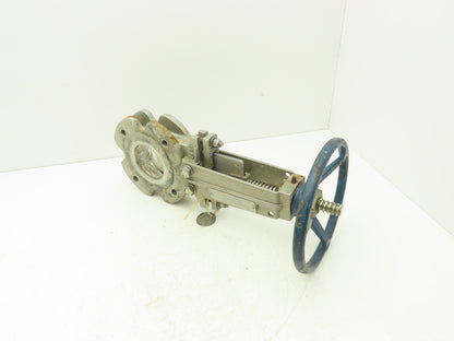 Fabri-Valve C37 3" Stainless Knife Gate Valve V-Port Rising Stem Metal Seat