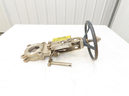 Fabri-Valve C67 3" Stainless Knife Gate Valve Lockout Pin Lug Style *Bad Seal*