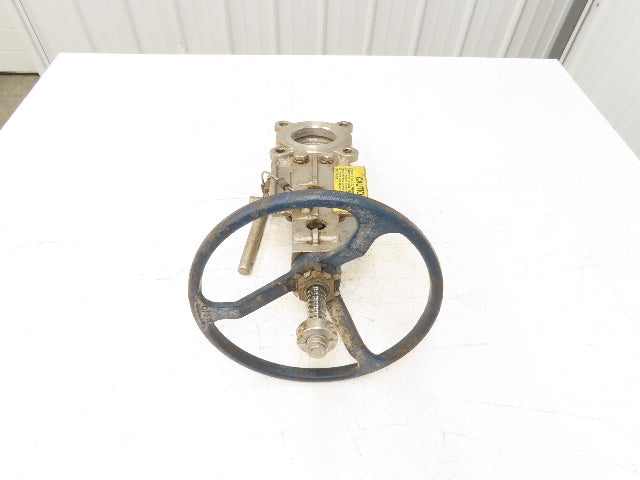 Fabri-Valve C67 3" Stainless Knife Gate Valve Lockout Pin Lug Style *Bad Seal*