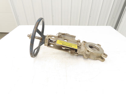 Fabri-Valve C67 3" Stainless Knife Gate Valve Lockout Pin Lug Style *Bad Seal*