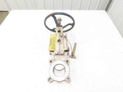 Fabri-Valve C67 3" Stainless Knife Gate Valve Lockout Pin Lug Style *Bad Seal*