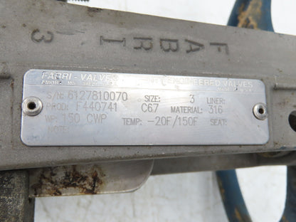 ITT Fabri-Valve C67 3" Stainless Knife Gate Valve Lug Style *Bad Seal*