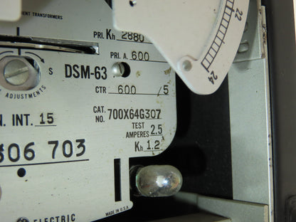 General Electric 700X64G307 Kilowatthours Demand Meter 120V Type DSM-63 Class 10