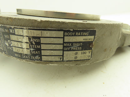 Durco MXL 111 M0 Butterfly Valve Size 4 Hand Operated 10 Position 4-150