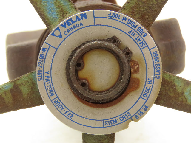 Velan F22 Globe Valve Y-Pattern 3/4" Socket Weld 6700psi Non-Rising W-9076Z-06TS