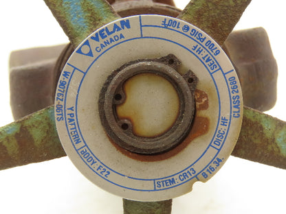 Velan F22 Globe Valve Y-Pattern 3/4" Socket Weld 6700psi Non-Rising W-9076Z-06TS