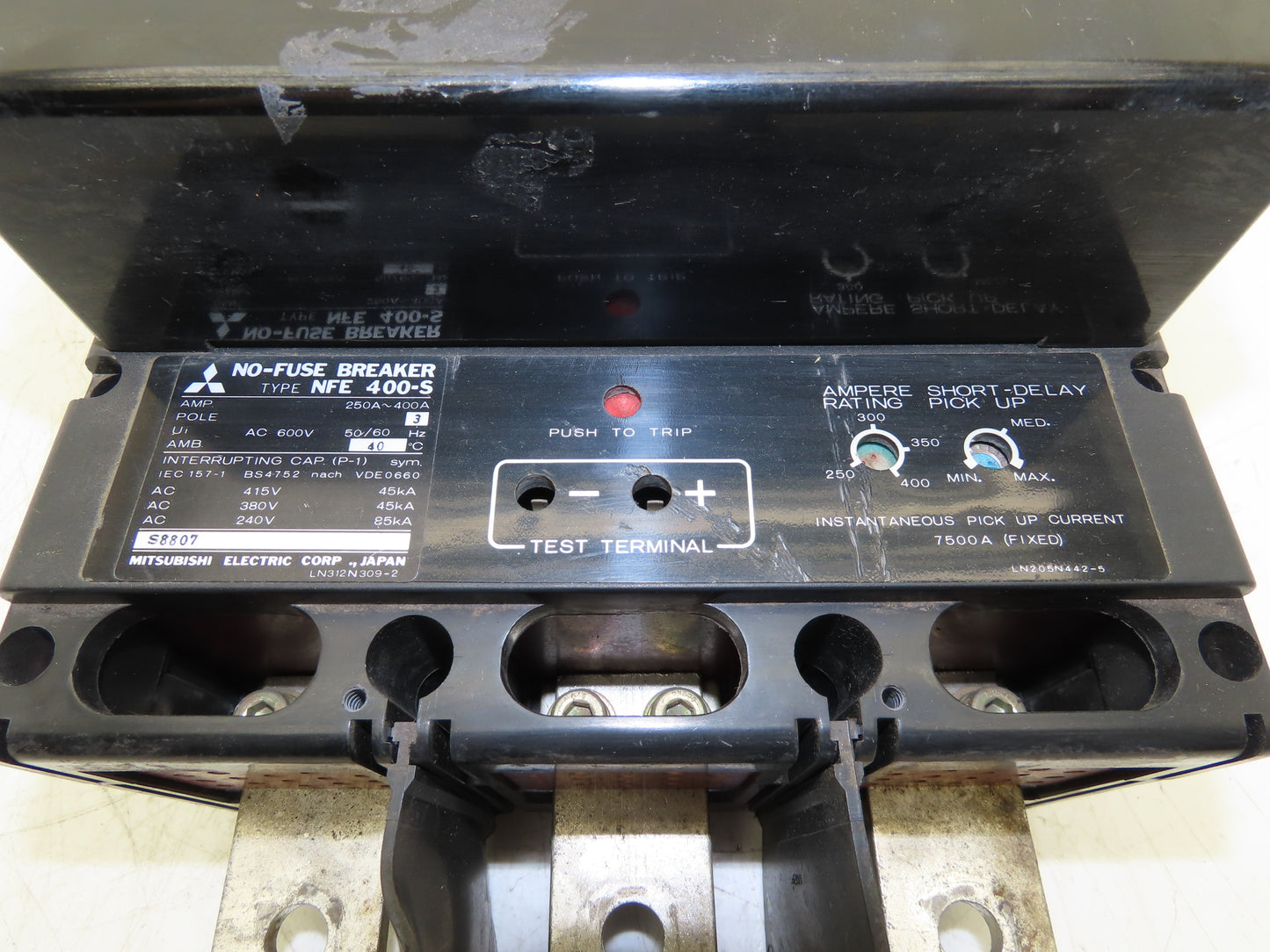 Mitsubishi Electric NFE 400S No Fuse Breaker 400A 3 Pole 600V W/120V Shunt Trip