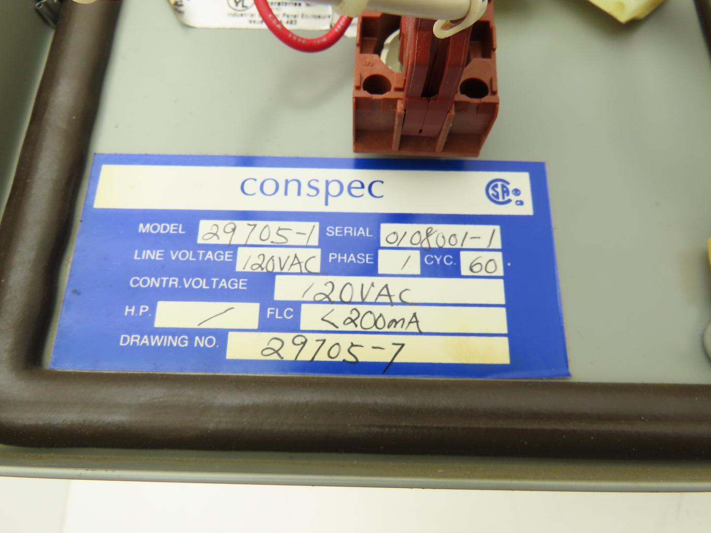 Conspec 29705-1 Simpson ACA Voltage Controller Electrical Enclosure 120V 5A