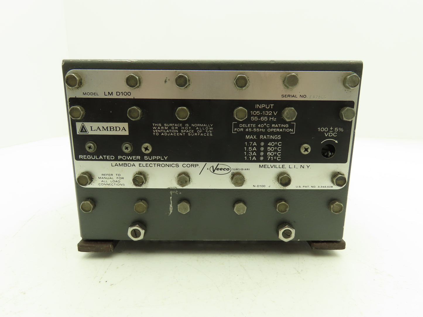 Lambda LM D100 Regulated Power Supply 120V AC Input Veeco
