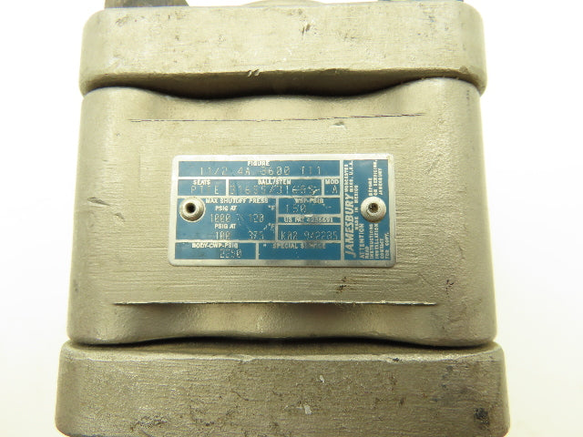 Jamesbury 1 1/2 4A 3600 TT1 1-1/2" NPT Stainless Ball Valve 316SS 150psi