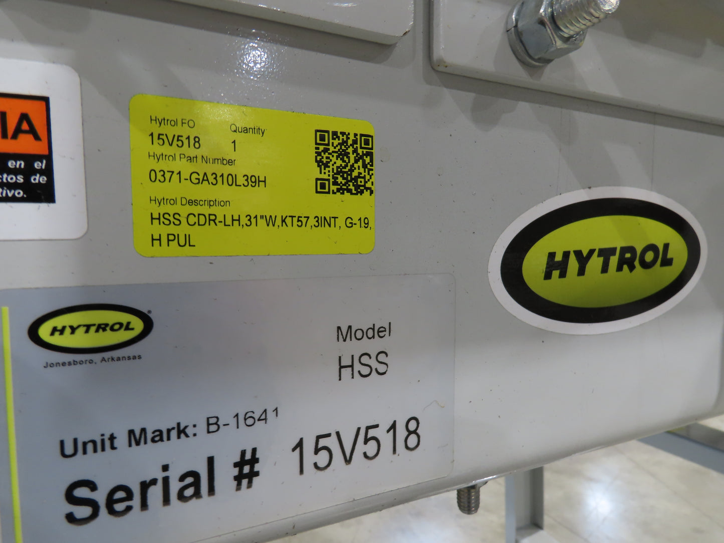 Hytrol HSS 31"x 7' Slider Bed Belt Conveyor 2Hp 3PH LH Center Drive 112fpm