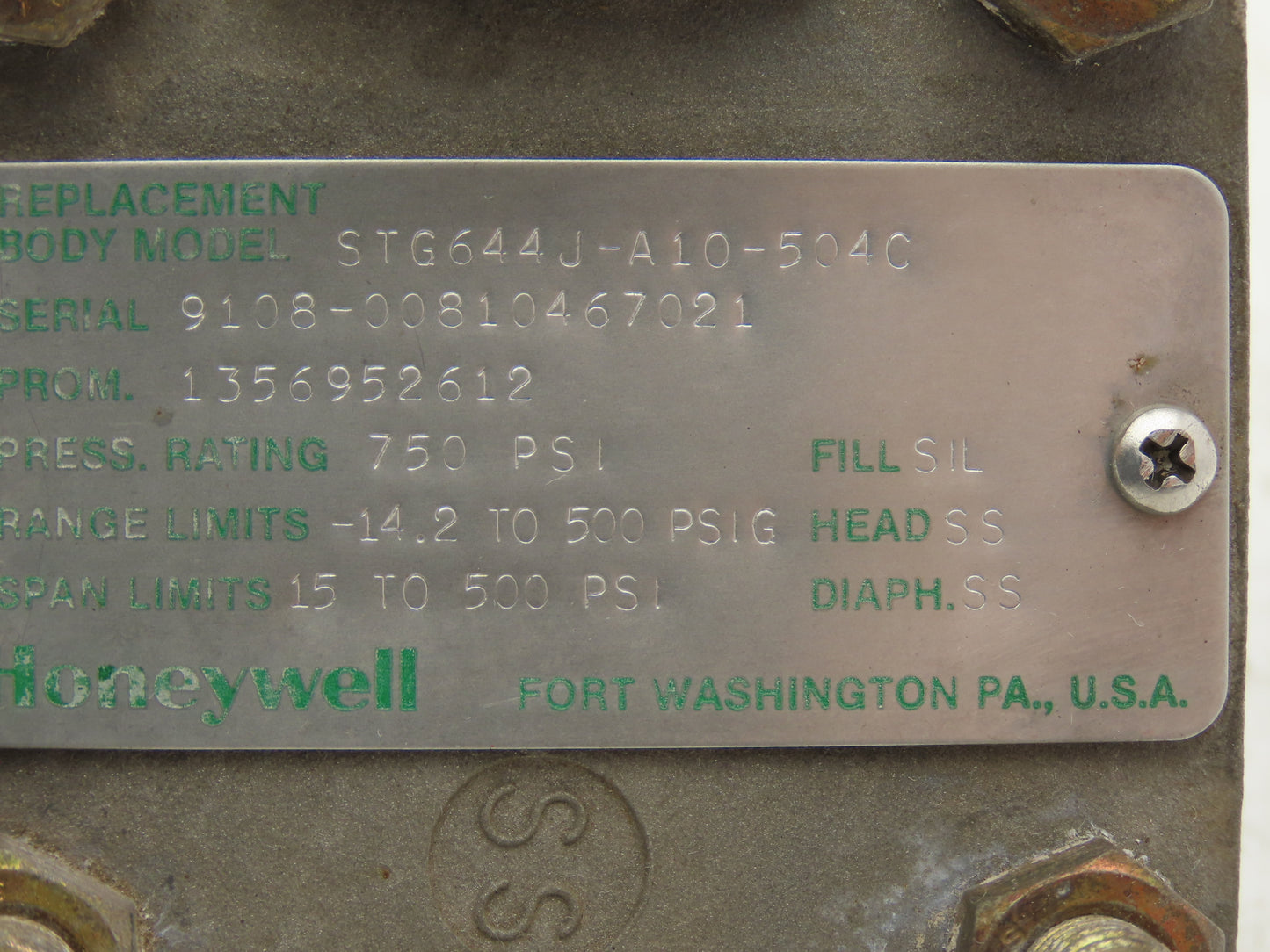 Honeywell ST3000 Smart Pressure Transmitter 11-42VDC 0-80PSI 1/2"NPT