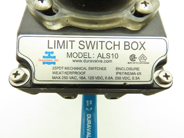 DuraValve DM340 3/4" Manual Ball Valve With Limit Switch On/Off Indicator Box