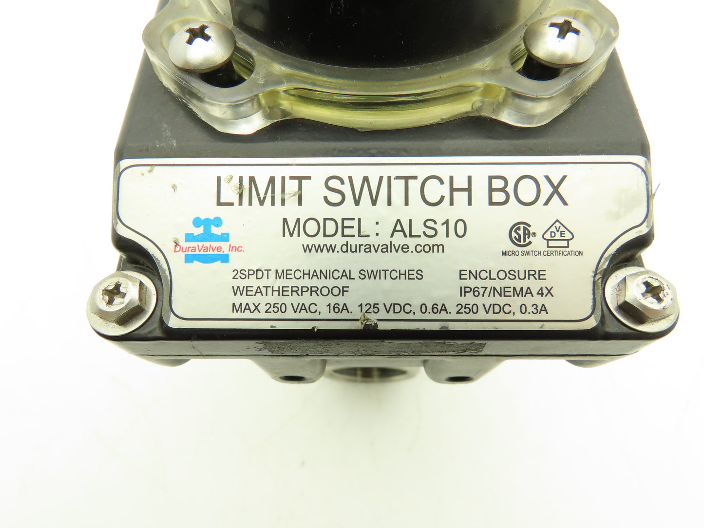 DuraValve DM340 3/4" Manual Ball Valve With Limit Switch On/Off Indicator Box