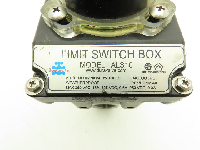 DuraValve DM340 3/4" Manual Ball Valve With Limit Switch On/Off Indicator Box