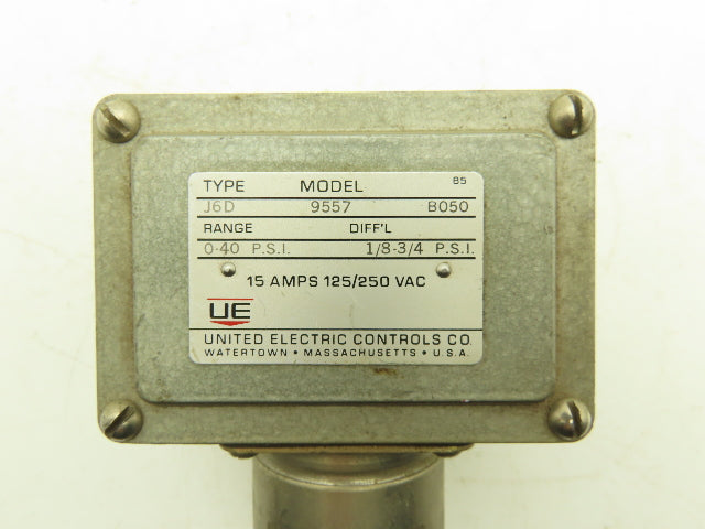 United Electric J6D 9557 B050 Pressure Switch 40PSI 15A 125/250V