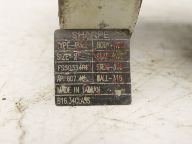 Sharpe FS50334RF WCB Steel 2pc Ball Valve 2" Flanged Class 300 Full Port