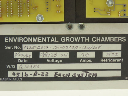 Environmental Growth Chambers G Series HMI Control Panel With Digital Display