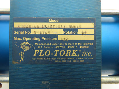 Flo-Tork A1000-90-CR-ET-MS1-RKH-N Rotary Actuator 90 Degree Clockwise 125PSI