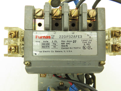 Furnas 22DP32AFE3 Reversing Motor Starter 10Hp Size 1 Max 27A 600 VAC Overload