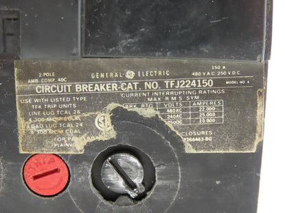 General Electric TFJ224150 Circuit Breaker 150A 2-Pole 480VAC Or 250VDC