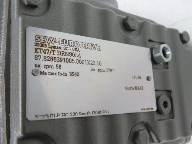 Sew Eurodrive KT47/T DRN90L4 31.30 Gearmotor Drive 2Hp 230/460V 3PH 56rpm