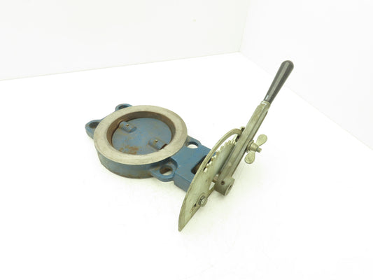 5" Wafer Style Steel Butterfly Valve Metal Seated with Handle