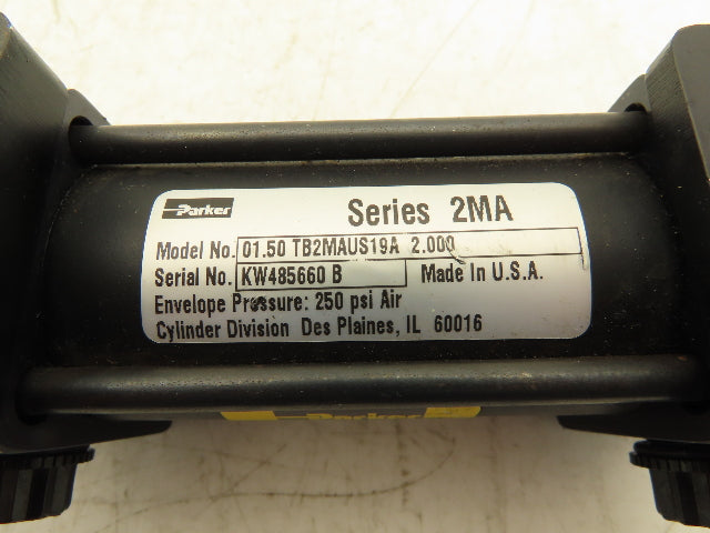 Parker 01.50 TB2MAUS19A Pneumatic Air Cylinder 1.5" Bore 2" Stroke Sensor Ports