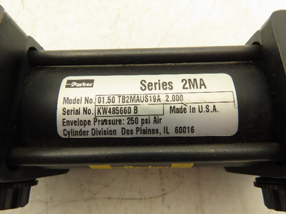 Parker 01.50 TB2MAUS19A Pneumatic Air Cylinder 1.5" Bore 2" Stroke Sensor Ports