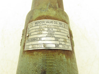 Mercer 91-43D51T0711 Safety Relief Valve 2"NPT 230psi