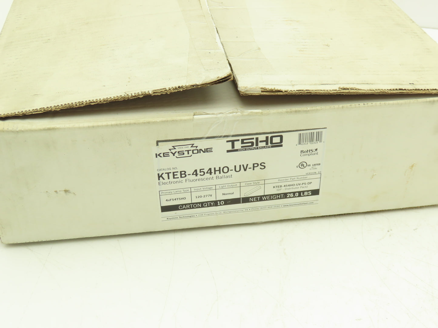 Keystone KTEB-454HO-UV-PS Electronic Fluorescent Ballast 4-Lamp 54 Watt Lot of 2