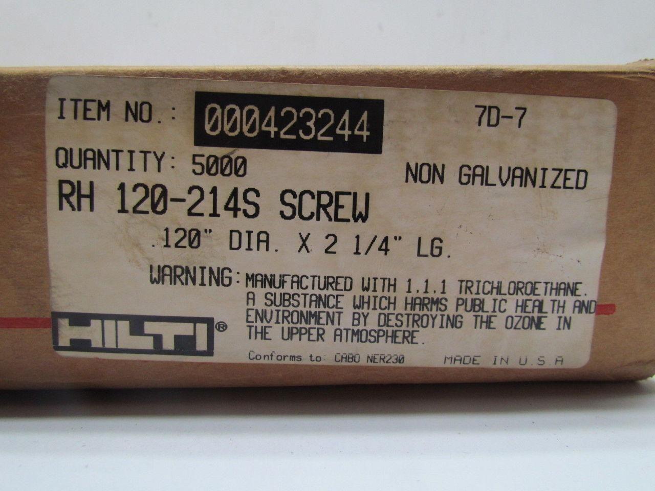 Hilti 000423244 RH 120-214S .120 dia x 2-1/4" Long Screw Nail  Quantity 5000