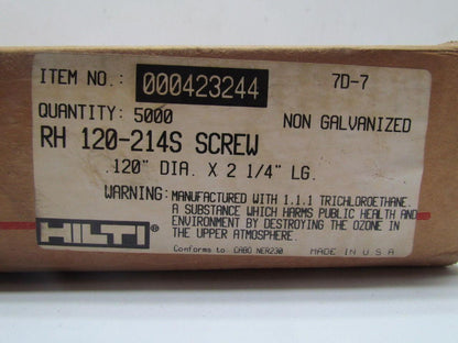 Hilti 000423244 RH 120-214S .120 dia x 2-1/4" Long Screw Nail  Quantity 5000