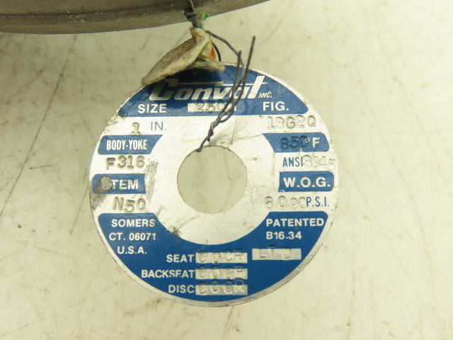 Conval Clampseal 13G2Q Globe Valve Y-Pattern Stop 1" Socket Weld 1500psi