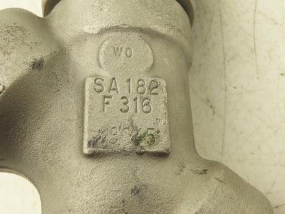 Conval Clampseal 13G2Q Globe Valve Y-Pattern Stop 1" Socket Weld 1500psi