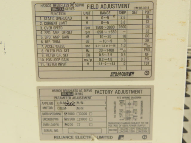 Reliance Electric 3RA2004 Brushless AC Servo Drive 230vac