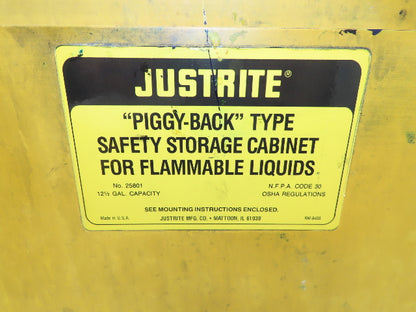 Justrite 25801 Yellow Flammable Safety Cabinet 12-1/2 Gallon Liquid Piggyback