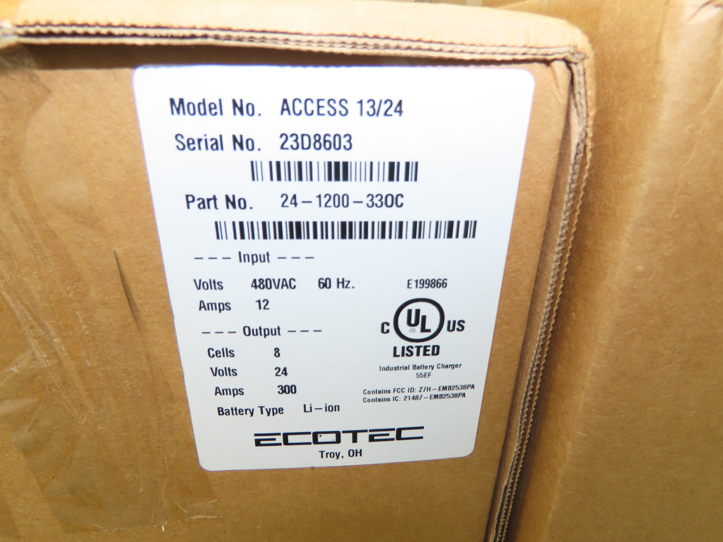 Ecotec Access 13/24 Forklift Battery Charger Li-ion 24V 1200Ah 300A 480VAC 3Ph