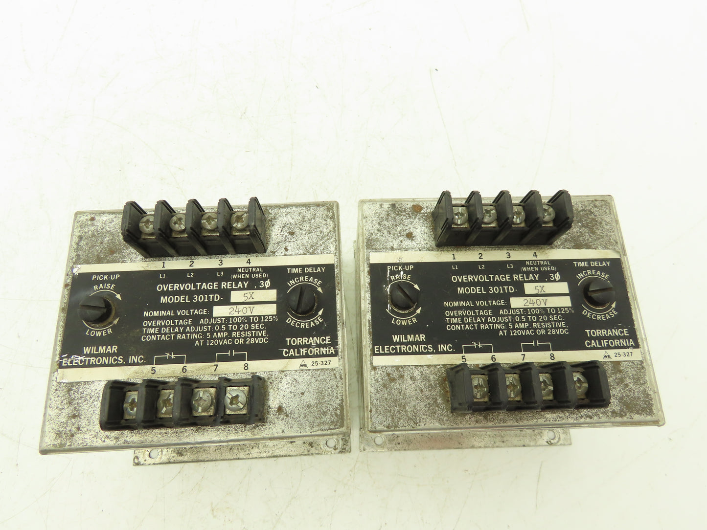 Wilmar Electronics 301TD-5X 3 Phase Overcurrent Relay 100-125% 240V Lot of 2