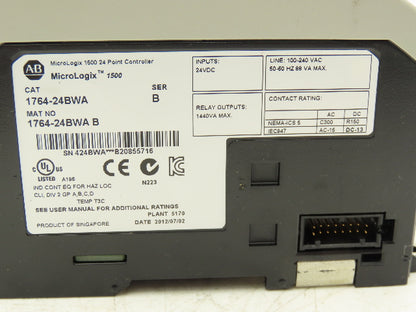 Allen Bradley 1764-24BWA MicroLogix 1500 Base 24 Point Controller Ser B Rev B