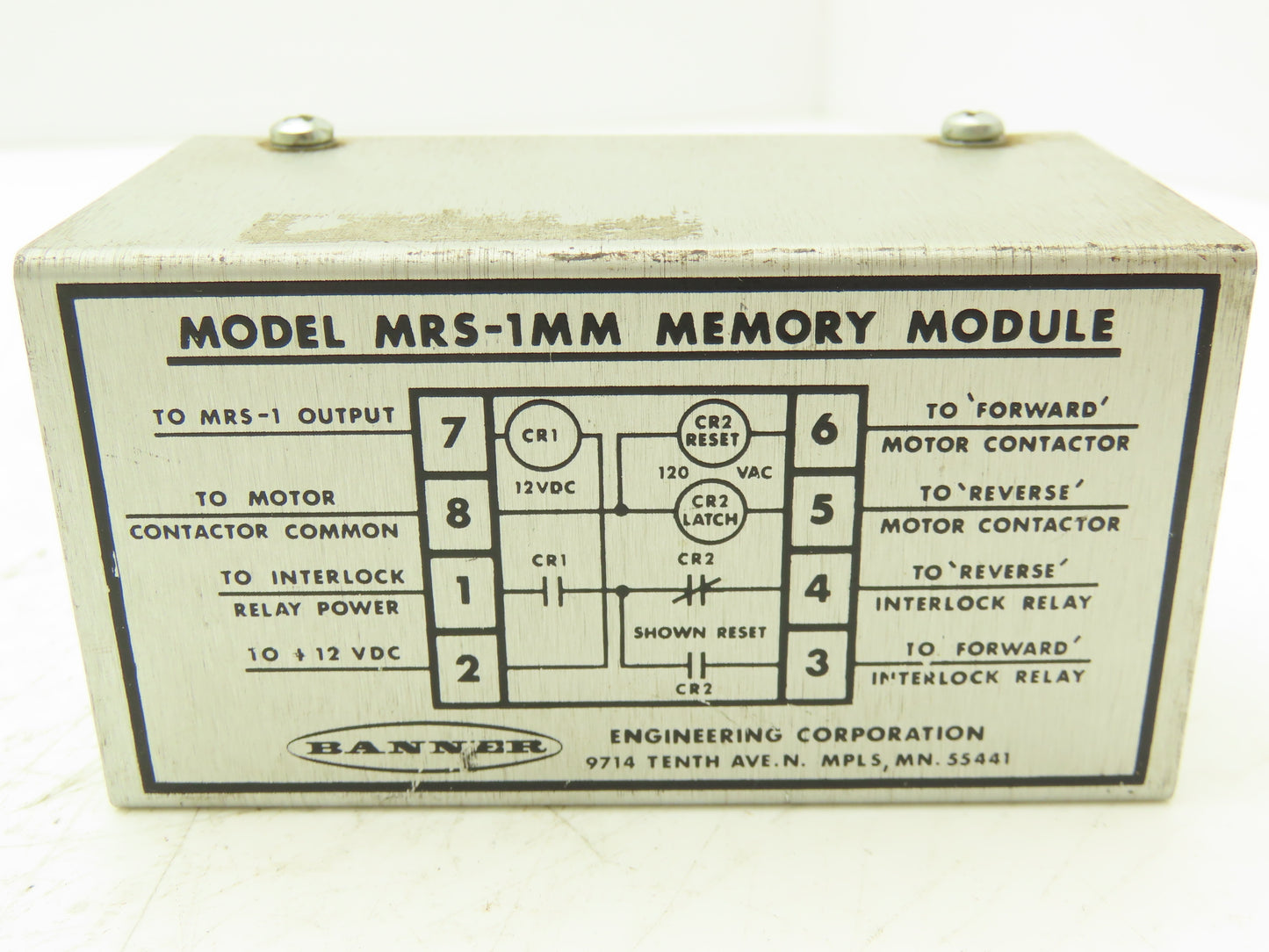 Banner MRS-1MM Memory Module Motor Control 120VAC 12VDC 8 Pin